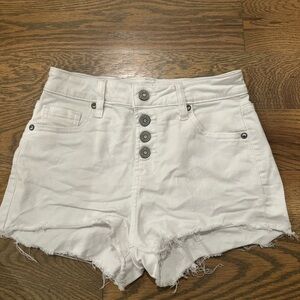High Waist White Denim Shorts